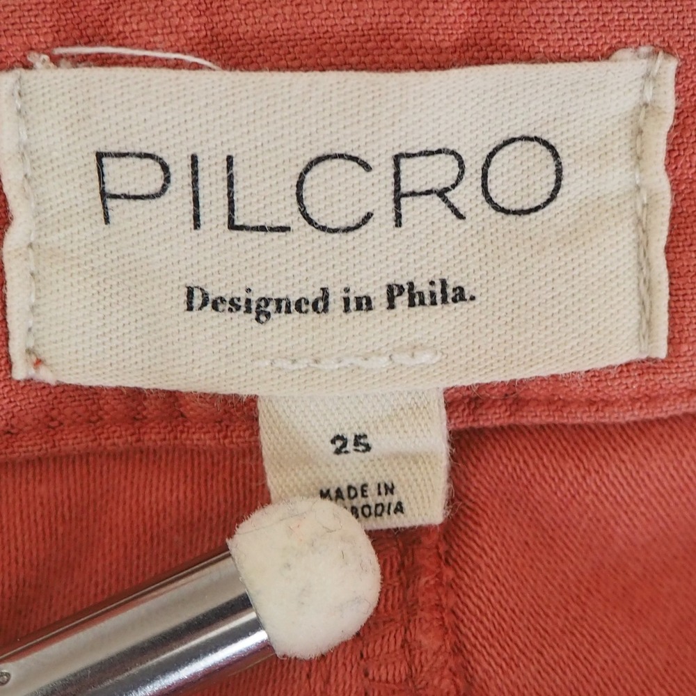 Pilcro Painter Puddle Pants Sz 25 Wide Leg High Waist Carpenter Jeans in Coral - Picture 4 of 11